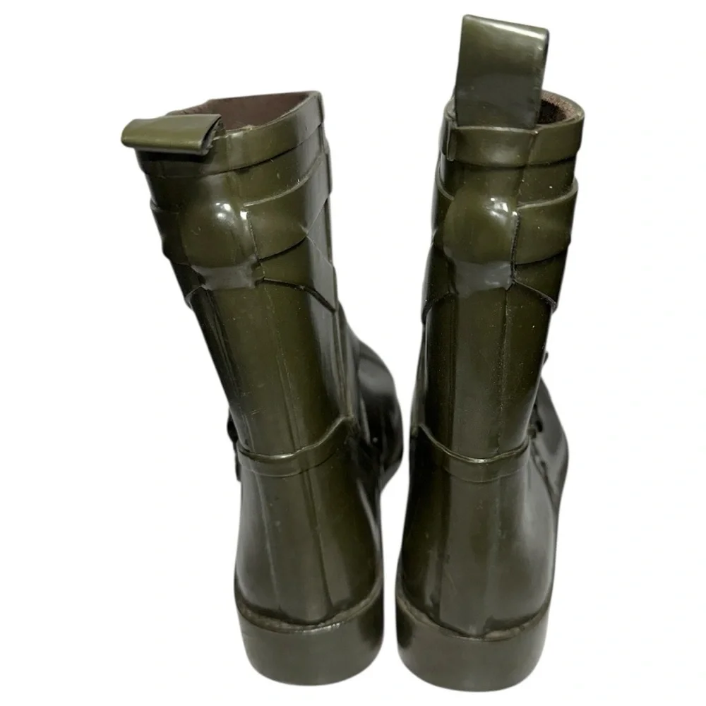 Coach Women’s Size 9 Fatigue Army Green Lester Shiny Rubber Rain Water Boots